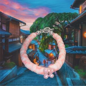 Pink and White Beaded Bracelet